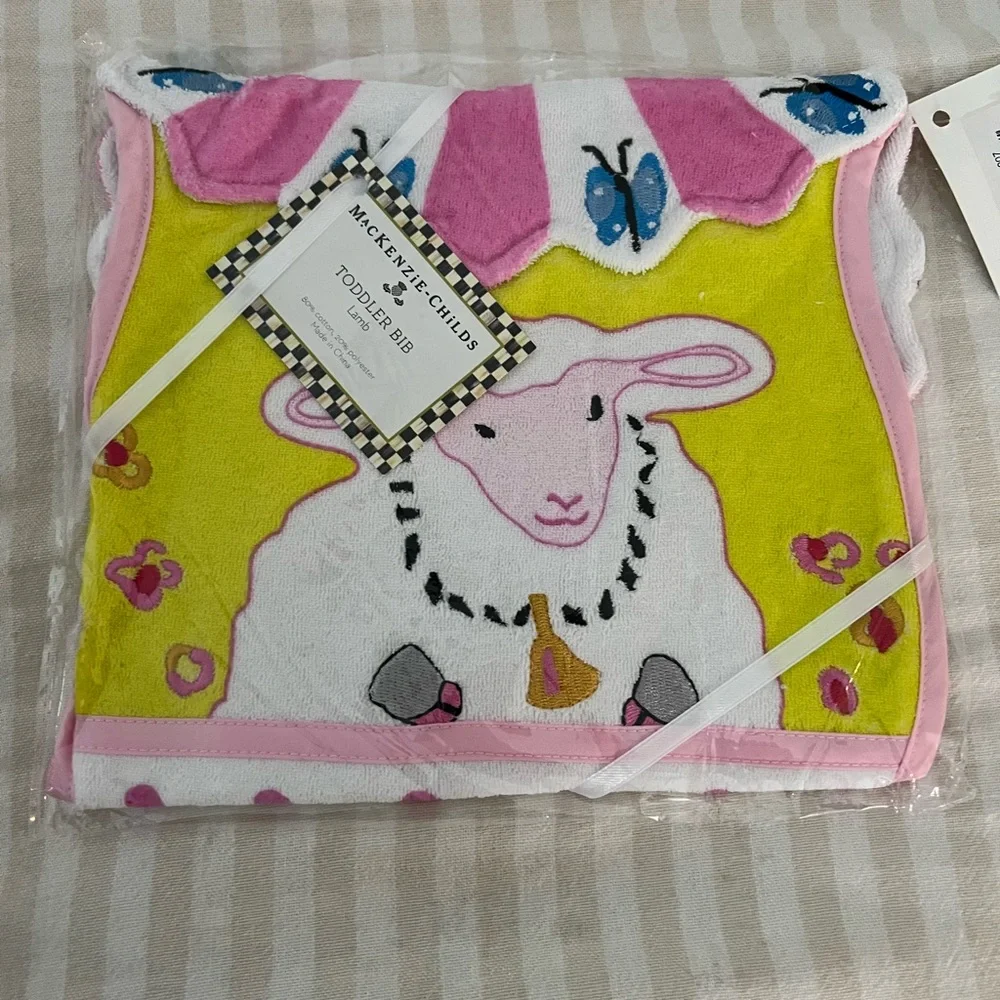 NWT Mackenzie Childs Toddler Bib Lamb